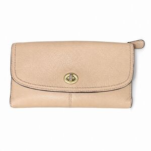 Vintage Coach Beige Leather Checkbook Wallet